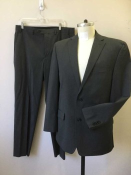 Mens, Suit, Jacket, MICHAEL KORS, Gray, Polyester, Rayon, Heathered, 40R, 2 Button Single Breasted, 1 Welt, 2 Pockets with Flaps, 2 Slits at Back