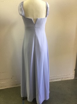 Womens, Evening Gown, MICHAELANGELO, Periwinkle Blue, Polyester, Solid, 2, Poly Chiffon Straps, Square Neck with a Gathered V Detail at Bust, Empire Waist with Light Blue Beading Apllique , Poly Chiffon Overlay with a Front Slit