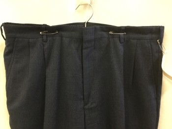 LAND ENDS, Charcoal Gray, Wool, Heathered, Charcoal Gray, 1.5" Waistband, 2 Pleat Front, Zip Front, 4 Pockets