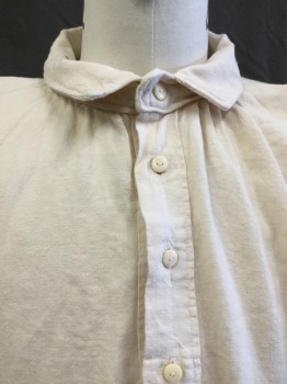 Mens, Historical Fiction Shirt, JAS TOWNSEND & SON, Cream, Linen, Solid, XL, Cream, Collar Attached, 4 Button Front, Long Sleeves, (black Mark at Collar)