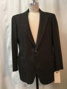 C & R, Brown, Espresso Brown, Wool, Herringbone, Heathered, Heather Brown & Espresso Brown Herringbone, Notched Lapel, Collar Attached, 2 Buttons,  3 Pockets,