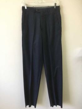 Mens, Slacks, N/L, Black, Polyester, Rayon, Solid, 35/31, Flat Front, Zip Fly, 4 Pockets, Button Tab,