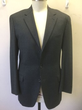 Mens, Sportcoat/Blazer, JOSEPH ABBOUD, Gray, Slate Blue, Wool, Speckled, 44XL, Gray with Specked Faint Check Pattern, Single Breasted, Notched Lapel, 3 Buttons, 3 Pockets, Solid Gray Lining