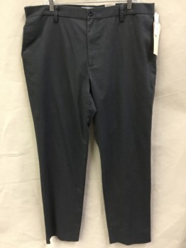 Mens, Slacks, DOCKERS , Gray, Cotton, Polyester, Solid, 36, 38, Gray, Flat Front, Zip Front, 4 Pockets