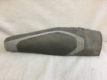 Unisex, Sci-Fi/Fantasy Gauntlets, MTO, Black, Silver, Pewter Gray, Polyester, Rubber, Geometric, Abstract , Men S, SINGLE, Pull-on, Textured, Snug Fit, Above Elbow