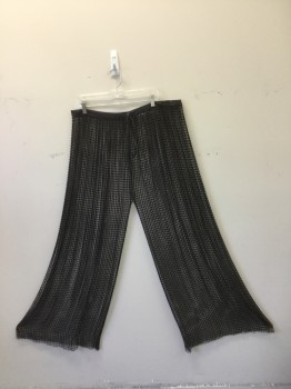 MTO, Black, Cotton, Solid, Open Fishnet, Drawstring Waist, High Waisted Wide Leg Pants