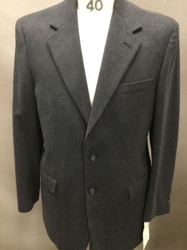 FOX 61, Dk Gray, Cashmere, Solid, 2 Buttons,  Notched Lapel, 3 Pockets,