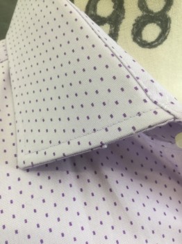 RYAN SEACREST, Lavender Purple, Purple, Cotton, Dots, Button Front, Collar Attached, Long Sleeves, *Small Hole on Back of Shirt