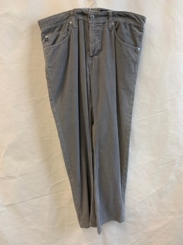 Mens, Casual Pants, A&G, Gray, Cotton, Solid, 36/30, Flat Front, 5 Pockets, Zip Fly, Button Closure