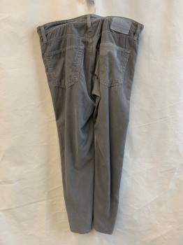 A&G, Gray, Cotton, Solid, Flat Front, 5 Pockets, Zip Fly, Button Closure