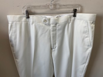 Mens, Suit, Pants, GIORGIO FIORELLI, White, Polyester, Solid, 30, 44, Flat Front, 4 Pockets,