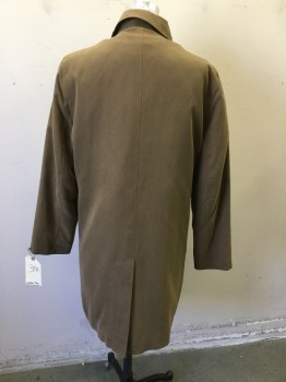 Mens, Coat, Trenchcoat, LONDON FOG, Lt Brown, Polyester, Nylon, Solid, 38 R, Single Breasted, Collar Attached, 2 Pockets, Removable Liner,