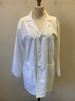 Womens, Lab Coat Women, WONDER WINK, White, Poly/Cotton, Solid, XS, 3 Buttons, 4 Pockets, Notched Lapel, Single Vent