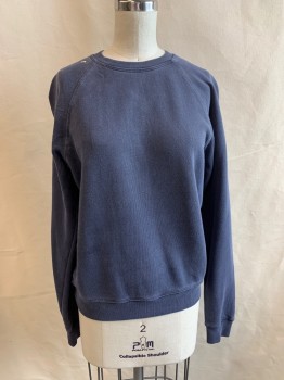 Womens, Pullover, ELIZABETH & JAMES, Faded Navy, Cotton, Solid, XS, CN, L/S