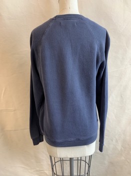 Womens, Pullover, ELIZABETH & JAMES, Faded Navy, Cotton, Solid, XS, CN, L/S
