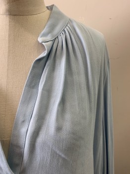 Womens, Blouse, ZADIG & VOLTAIRE, Baby Blue, Viscose, Solid, S, Band Collar, Half Placket, Long Sleeves, Gathered Neckline