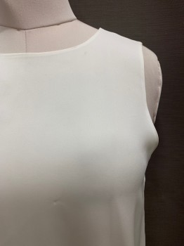 Womens, Shell, NORDSTROM SIGNATURE, Ivory White, Silk, Spandex, Solid, M, Round Neck, Slvls, Zip Back,