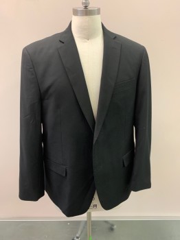 GIORGIO  FIORELLI, Black, Wool, Solid, Notched Lapel, 2 Button Front, Single Breasted,