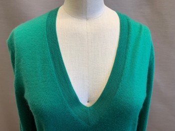 Womens, Pullover Sweater, J CREW, Emerald Green, Cashmere, Solid, S, Long Sleeves, V-neck