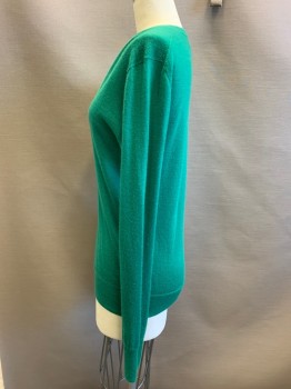 Womens, Pullover, J CREW, Emerald Green, Cashmere, Solid, S, Long Sleeves, V-neck