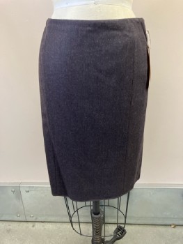 Womens, Skirt, Knee Length, REBECCA TAYLOR, Charcoal Gray, Wool, Solid, W 30, 6, Back Zip, 5 Kick Pleats In Back with 3 Brown Bows Embellishment CB