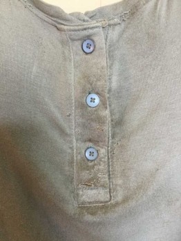 SOFT & SEXY, Sea Foam Green, Cotton, Solid, TOP:  Aged/Distressed,  Mute Sea Foam, Big Round Neck W/3 Button Front, 3/4 Sleeves, See Photo Attached,