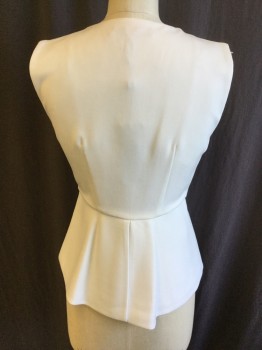 Cream, Solid, Round Neck, Sleeveless, White Lining,  Expose Zip Front, 8" Flap Hem Front & Back