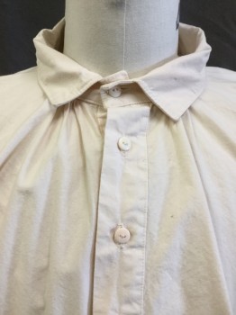 Mens, Historical Fiction Shirt, JAS TOWNSEND & SON, Cream, Cotton, Solid, XL, (Double)  Cream, Collar Attached, 4 Button Front, Long Sleeves,