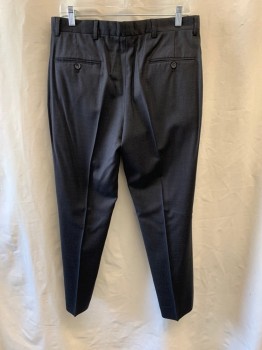 HART SCHAFFNER&MARX, Charcoal Gray, Wool, Side Pockets, Zip Front, Flat Front