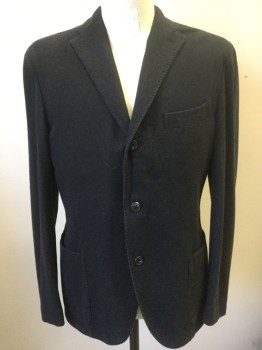 BOGLIOLI MILANO, Faded Black, Wool, Solid, Single Breasted, 3 Buttons,  3 Patch Pockets, Hand Picked Collar/Lapel, 2 Back Vents,