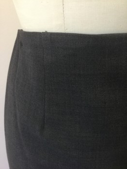 THEORY, Dk Gray, Polyester, Wool, Solid, Straight Fit, 1 Dart at Either Side of Waist, Knee Length, Invisible Zipper at Center Back, 2 Vents at Back Hem