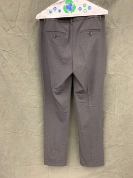 THEORY, Dk Gray, Polyester, Wool, Heathered, Flat Front, Zip Fly, 4 Pockets, Belt Loops