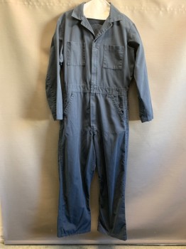 Mens, Coveralls Men, DICKIES, Black, Polyester, Cotton, Solid, S Reg, Notched Lapel, Gold Zip Front, Hidden Snap Front, 6 Pockets, Long Sleeves with 1 Pocket on Right Arm