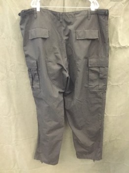 TRU-SPEC, Black, Polyester, Cotton, Solid, Tactical Pant, Button Fly,  4 Pockets, Belt Loops, 2 Cargo Pocket, Twill Tab Buckles Sides Waist