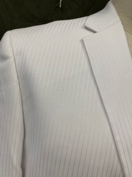 Mens, Suit, Jacket, ANGELO ROSSI, White, Polyester, Rayon, Stripes - Shadow, 50L, Single Breasted, Collar Attached, Notched Lapel, 2 Buttons,  3 Pockets