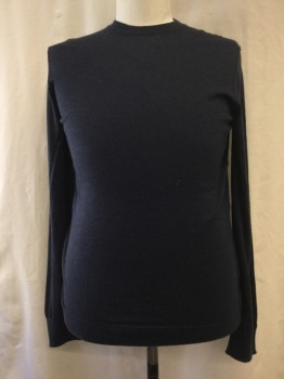 Mens, Pullover Sweater, DOLCE & GABBANA, Navy Blue, Heathered, XL, Crew Neck, Long Sleeves, Has Mended Holes on Front