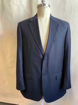 Mens, Suit, Jacket, ABITO D'UOMO, Navy Blue, Polyester, Rayon, Solid, 46L, Single Breasted, Collar Attached, Notched Lapel, 3 Pockets, 2 Buttons