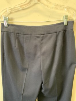 Womens, Suit, Pants, ANNE KLEIN, Navy Blue, Polyester, Rayon, Solid, W: 30, 2, Mid Rise, 1.5 Wide Self Waistband, Flared Leg, Zip Fly With Hook Closure