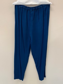 Womens, Pants, NO LABEL, Dk Blue, Viscose, Solid, W30, Elastic Waist Band With D String