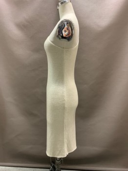 Womens, Cocktail Dress, N/L, Cream, Rayon, Beaded, Solid, W26, B32, H34, All Over Iridescent Beading, Slvls, One Shoulder, Body Conture