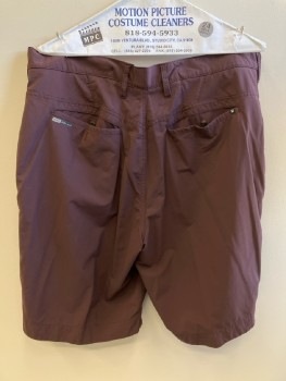 HURLEY, Wine Red, Solid, F.F, Zip Front, Belt Loops, 4 Pckts,