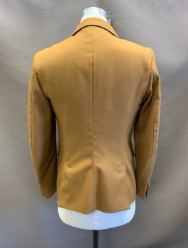 Mens, Sportcoat/Blazer, G-STAR, Lt Brown, Polyester, Wool, 38S, Notched Lapel, Single Breasted, Button Front, 3 Buttons,  3 Faux Flap Pockets, 1 Diagonal Patch Pocket