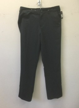 Mens, Casual Pants, CHAMPION, Black, Polyester, Spandex, Solid, Ins:32, W:32, Golf Pants: Black, Flat Front, Zip Fly, Slim Straight Leg, 4 Pockets