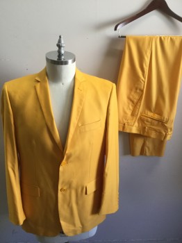 FERRECCI, Sunflower Yellow, Polyester, Viscose, Single Breasted, 2 Buttons,  Notched Lapel, Gabardine,