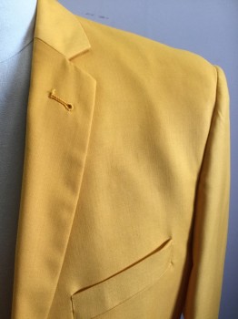 FERRECCI, Sunflower Yellow, Polyester, Viscose, Single Breasted, 2 Buttons,  Notched Lapel, Gabardine,