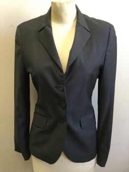 Womens, Suit, Jacket, ZANELLA, Gray, Wool, Novelty Pattern, 4, Single Breasted, Collar Attached, Notched Lapel, 3 Buttons,  2 Flap Pocket, Sleeve Hem Belled with Slits