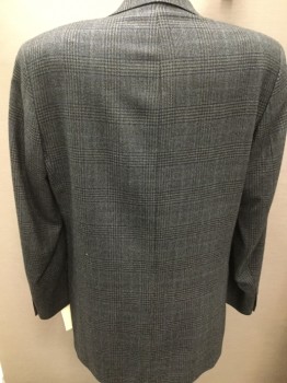MANTLES, Gray, Black, Blue, Wool, Plaid, 3 Buttons,  Notched Lapel, 3 Pockets,