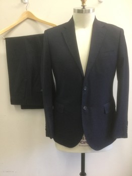 GALANTE UOMO, Navy Blue, Wool, Solid, Self Bumpy Texture Weave, Single Breasted, Notched Lapel, 2 Buttons, 3 Pockets, Self Top Stitching at Lapel