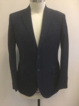 GALANTE UOMO, Navy Blue, Wool, Solid, Self Bumpy Texture Weave, Single Breasted, Notched Lapel, 2 Buttons, 3 Pockets, Self Top Stitching at Lapel