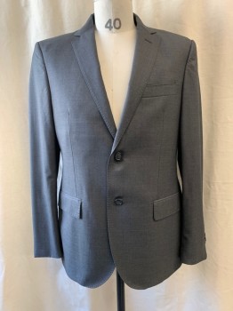 GALANTE, Dk Gray, Wool, Viscose, Notched Lapel, Single Breasted, Button Front, 2 Buttons,  3 Pockets